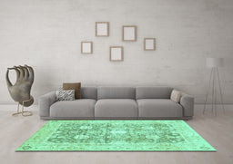 Machine Washable Abstract Turquoise Modern Area Rugs in a Living Room,, wshabs464turq