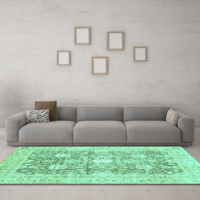 Machine Washable Abstract Turquoise Modern Area Rugs in a Living Room,, wshabs464turq