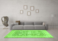 Machine Washable Abstract Green Modern Rug, wshabs464grn