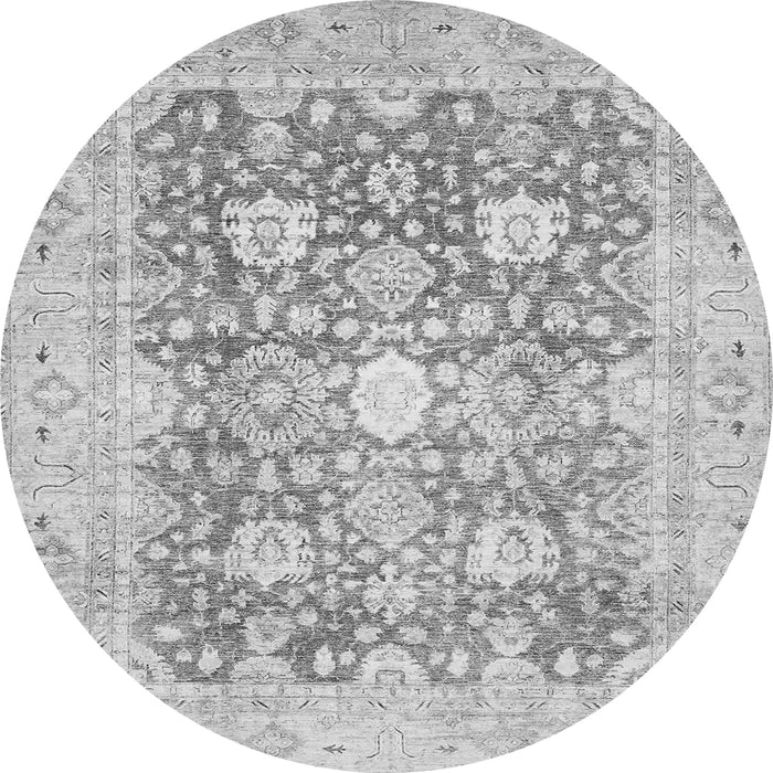 Round Machine Washable Abstract Gray Modern Rug, wshabs464gry