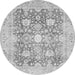 Round Machine Washable Abstract Gray Modern Rug, wshabs464gry