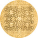 Round Abstract Brown Modern Rug, abs464brn