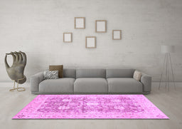 Machine Washable Abstract Purple Modern Area Rugs in a Living Room, wshabs464pur