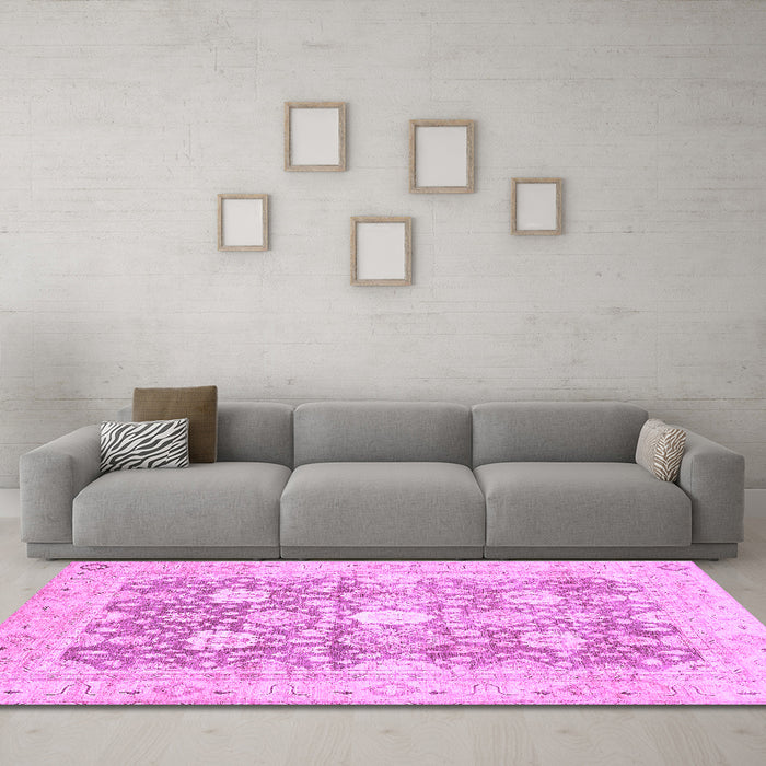 Machine Washable Abstract Purple Modern Area Rugs in a Living Room, wshabs464pur