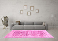 Machine Washable Abstract Pink Modern Rug, wshabs464pnk