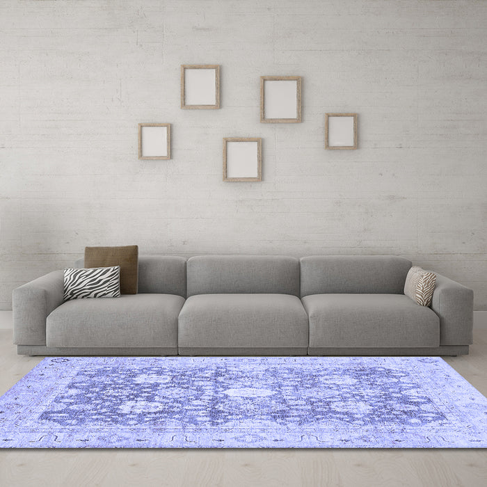 Machine Washable Abstract Blue Modern Rug in a Living Room, wshabs464blu