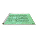 Sideview of Machine Washable Abstract Turquoise Modern Area Rugs, wshabs464turq