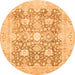 Round Machine Washable Abstract Orange Modern Area Rugs, wshabs464org