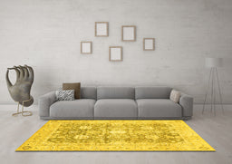 Machine Washable Abstract Yellow Modern Rug in a Living Room, wshabs464yw