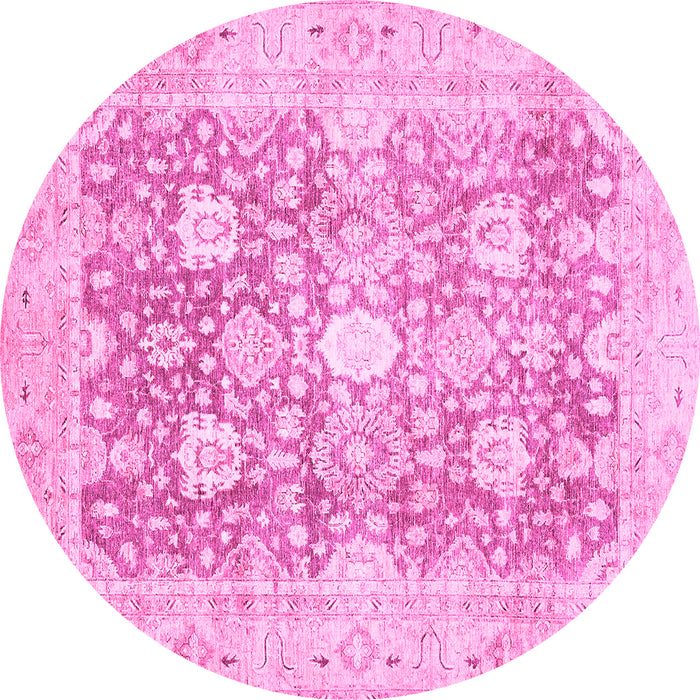 Round Machine Washable Abstract Pink Modern Rug, wshabs464pnk
