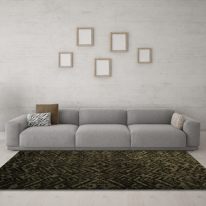 Machine Washable Abstract Brown Modern Rug in a Living Room,, wshabs4650brn