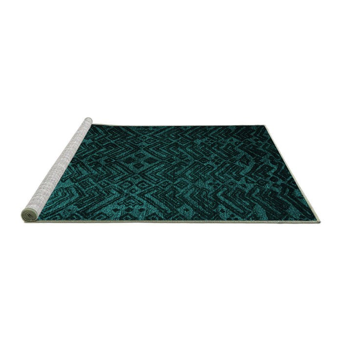 Sideview of Machine Washable Abstract Turquoise Modern Area Rugs, wshabs4650turq