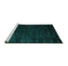 Sideview of Machine Washable Abstract Turquoise Modern Area Rugs, wshabs4650turq