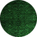 Round Abstract Green Modern Rug, abs4650grn