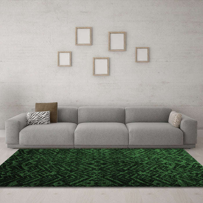 Machine Washable Abstract Emerald Green Modern Area Rugs in a Living Room,, wshabs4650emgrn