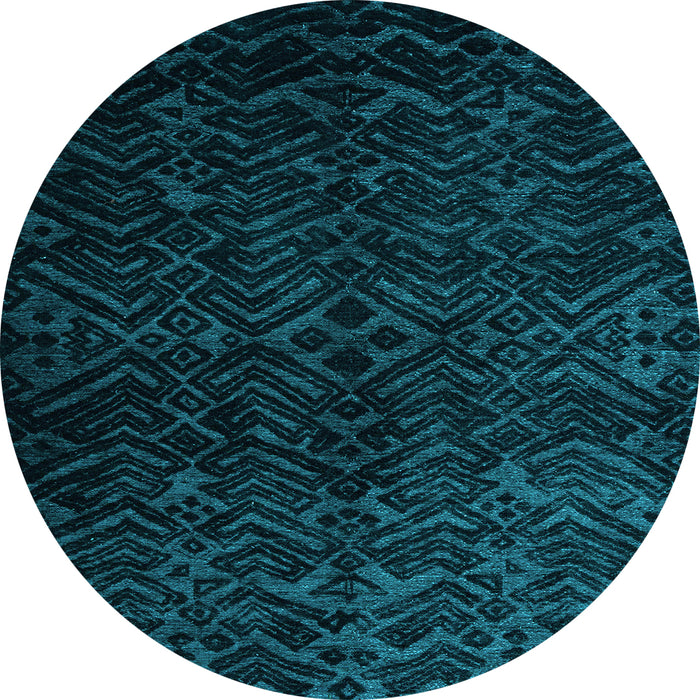 Round Abstract Light Blue Modern Rug, abs4650lblu