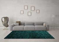 Machine Washable Abstract Turquoise Modern Rug, wshabs4650turq