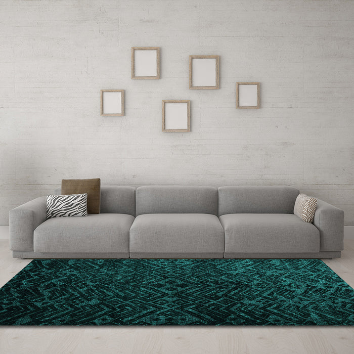 Machine Washable Abstract Turquoise Modern Area Rugs in a Living Room,, wshabs4650turq