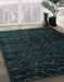 Machine Washable Abstract Dark Blue Grey Blue Rug in a Family Room, wshabs4650