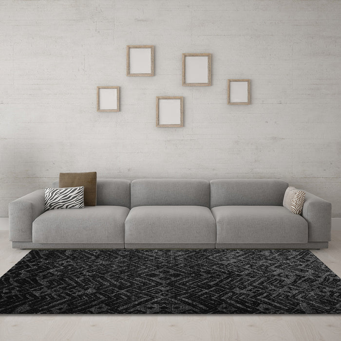 Machine Washable Abstract Gray Modern Rug in a Living Room,, wshabs4650gry