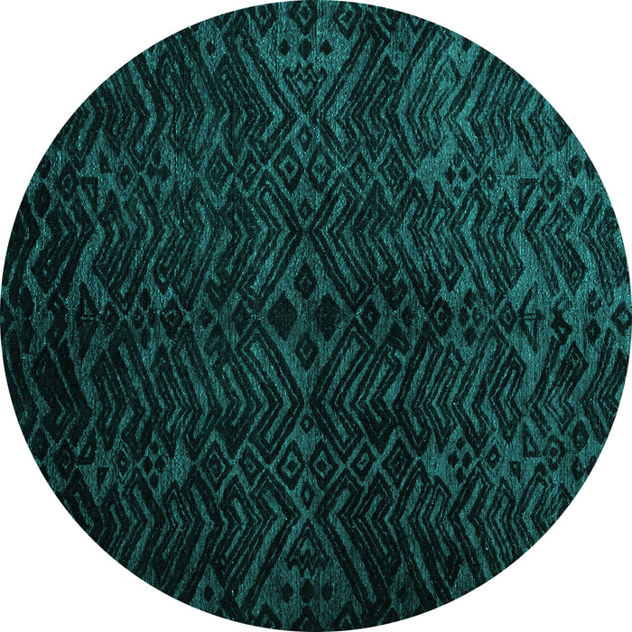 Round Machine Washable Abstract Turquoise Modern Area Rugs, wshabs4650turq