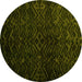 Round Machine Washable Abstract Yellow Modern Rug, wshabs4650yw