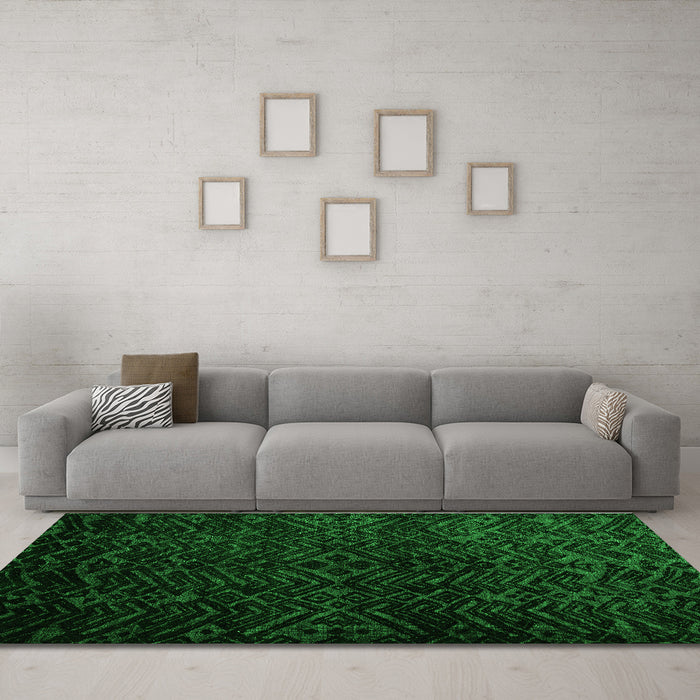 Machine Washable Abstract Green Modern Area Rugs in a Living Room,, wshabs4650grn