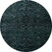 Round Abstract Dark Blue Grey Blue Modern Rug, abs4650