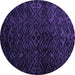 Round Machine Washable Abstract Purple Modern Area Rugs, wshabs4650pur