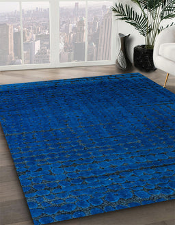 Abstract Blue Modern Rug in Family Room, abs4651