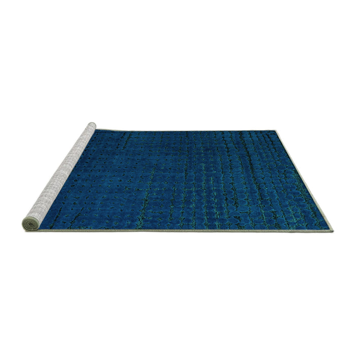 Sideview of Machine Washable Abstract Turquoise Modern Area Rugs, wshabs4651turq