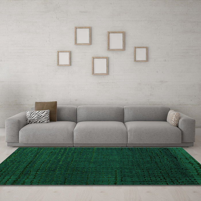 Machine Washable Abstract Green Modern Area Rugs in a Living Room,, wshabs4651grn