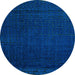 Round Abstract Light Blue Modern Rug, abs4651lblu