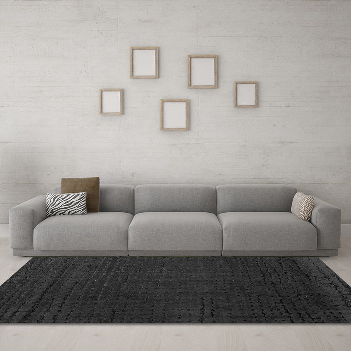 Machine Washable Abstract Gray Modern Rug in a Living Room,, wshabs4651gry