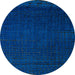 Round Machine Washable Abstract Blue Rug, wshabs4651