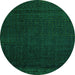 Round Machine Washable Abstract Green Modern Area Rugs, wshabs4651grn