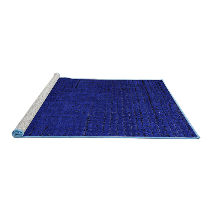 Sideview of Machine Washable Abstract Blue Modern Rug, wshabs4651blu