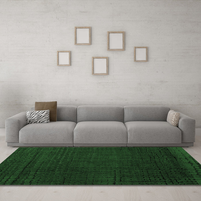 Machine Washable Abstract Emerald Green Modern Area Rugs in a Living Room,, wshabs4651emgrn