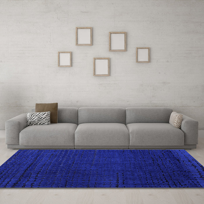 Machine Washable Abstract Blue Modern Rug in a Living Room, wshabs4651blu