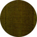 Round Abstract Yellow Modern Rug, abs4651yw