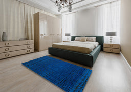 Abstract Blue Modern Rug in a Bedroom, abs4651