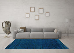 Machine Washable Abstract Turquoise Modern Area Rugs in a Living Room,, wshabs4651turq