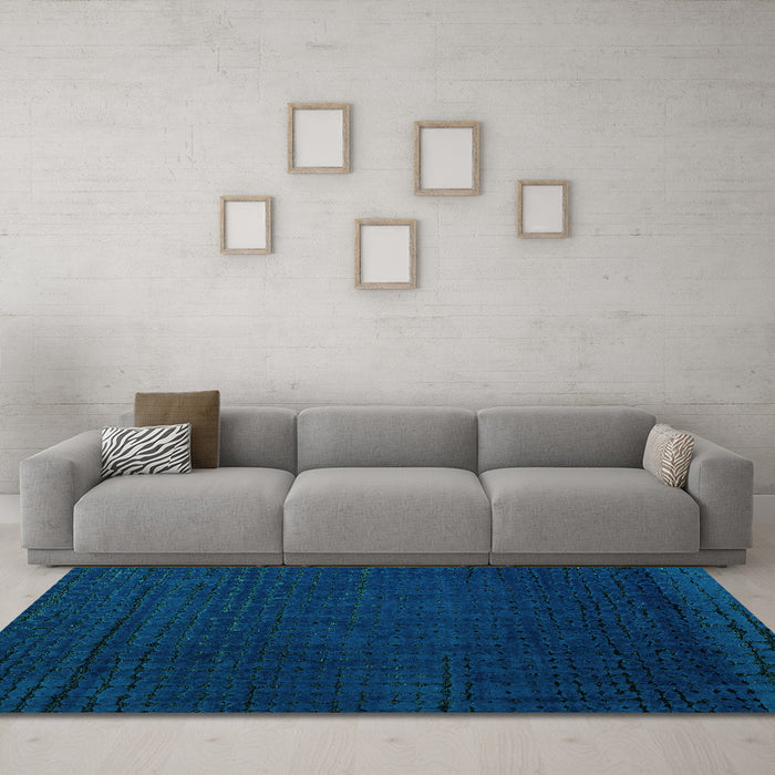Machine Washable Abstract Turquoise Modern Area Rugs in a Living Room,, wshabs4651turq