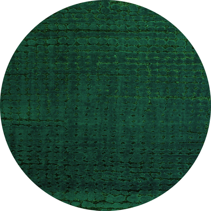Round Abstract Green Modern Rug, abs4651grn