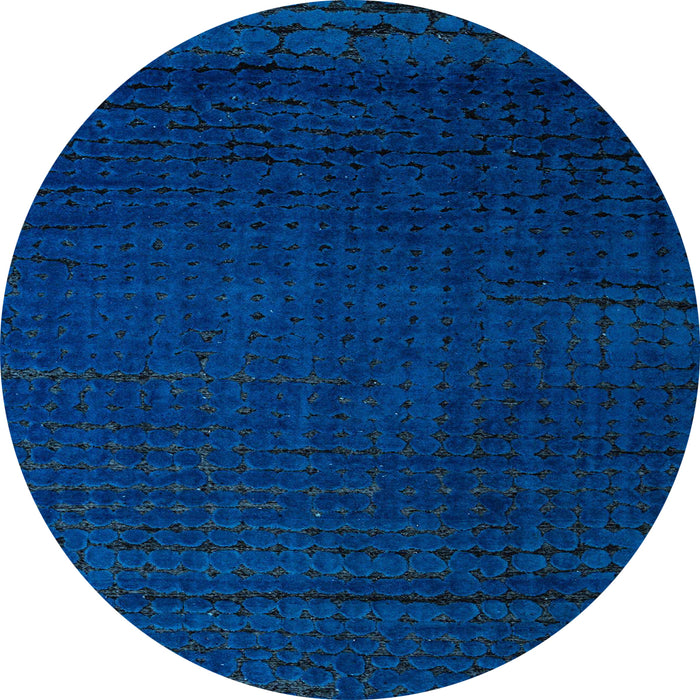 Round Abstract Blue Modern Rug, abs4651