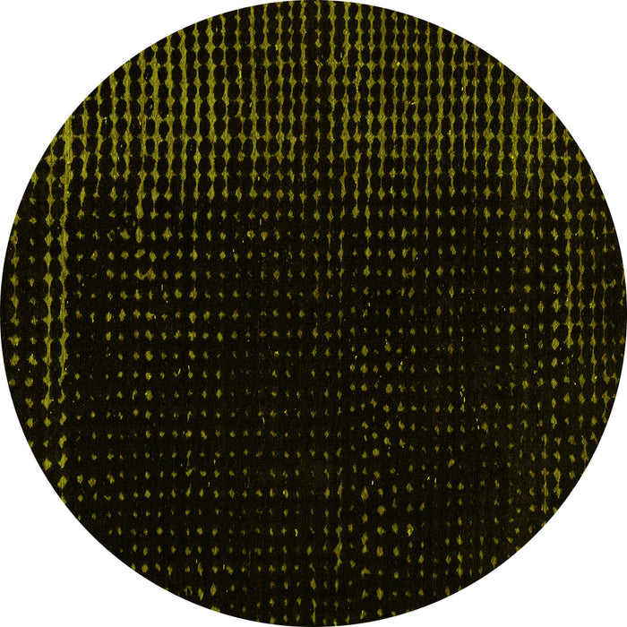 Round Abstract Yellow Modern Rug, abs4652yw