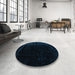 Round Abstract Black Modern Rug in a Office, abs4652