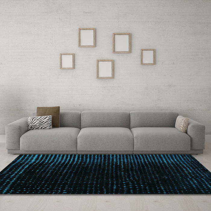 Machine Washable Abstract Turquoise Modern Area Rugs in a Living Room,, wshabs4652turq