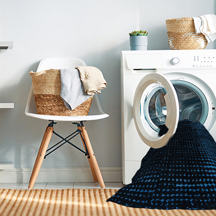 Machine Washable Abstract Black Rug in a Washing Machine, wshabs4652