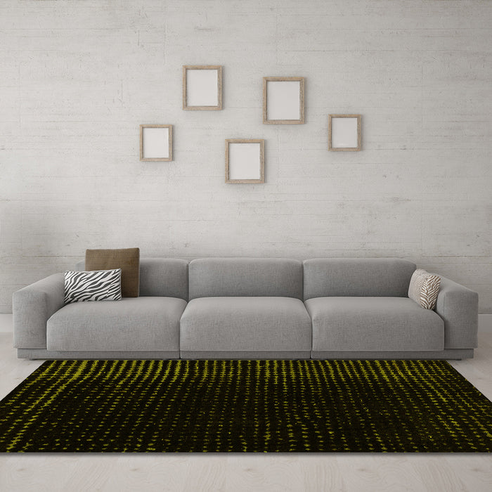 Machine Washable Abstract Yellow Modern Rug in a Living Room, wshabs4652yw